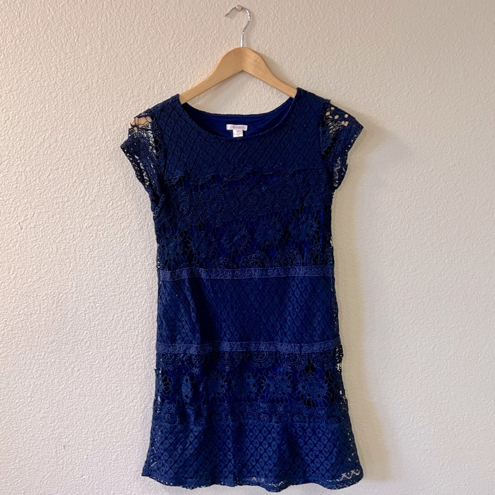 Navy crochet lace shift style dress from Mossimo, size S/P
